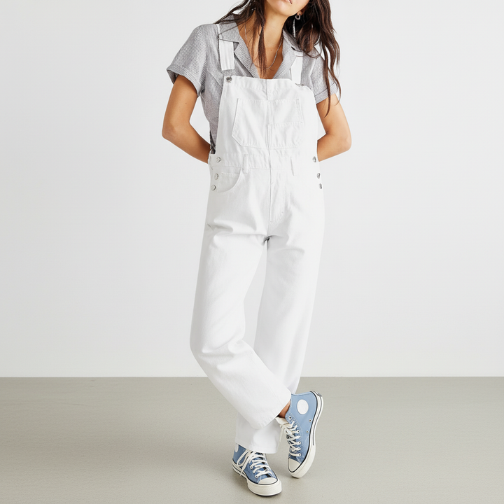 Women's Nina denim jumpsuit, relaxed fit, showcasing its comfortable and casual wear style