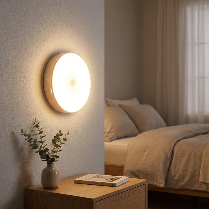 NiteSphere USB rechargeable motion sensor LED light for closet, hallway, or cabinet, warm white glow