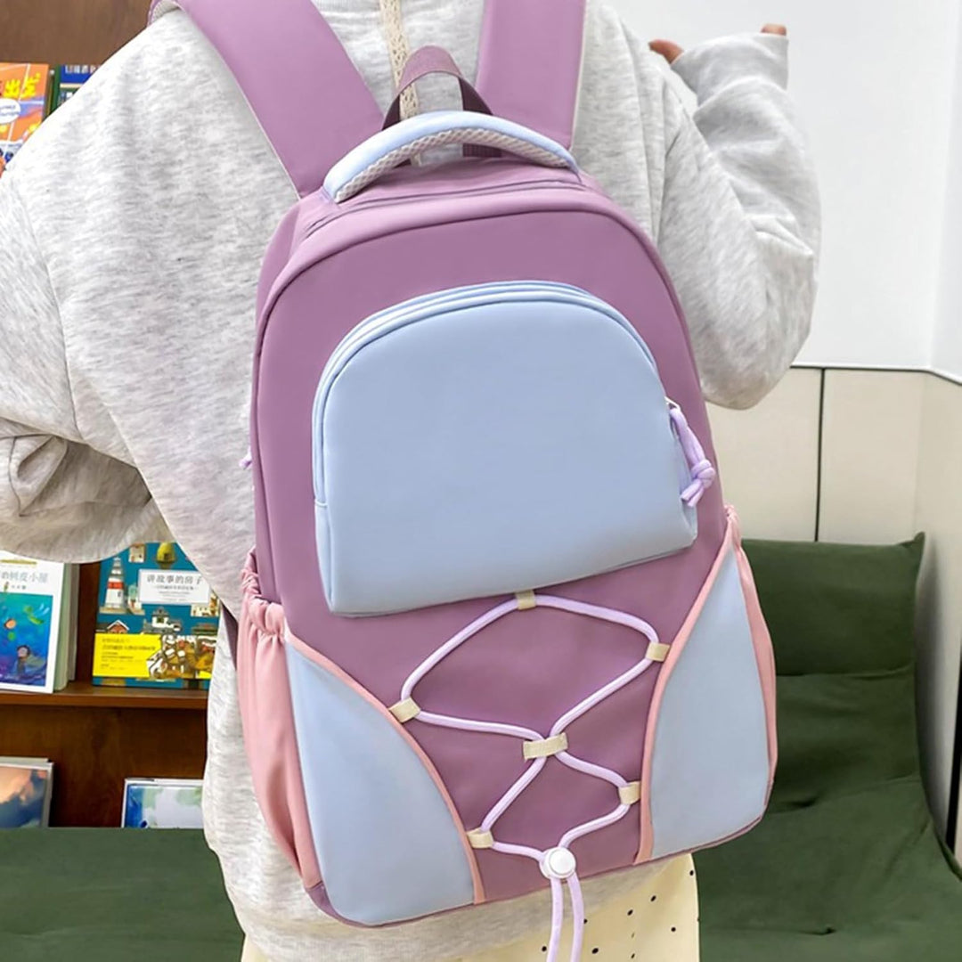 Nivora school bag set arranged neatly with textbooks, notebook, and other school items