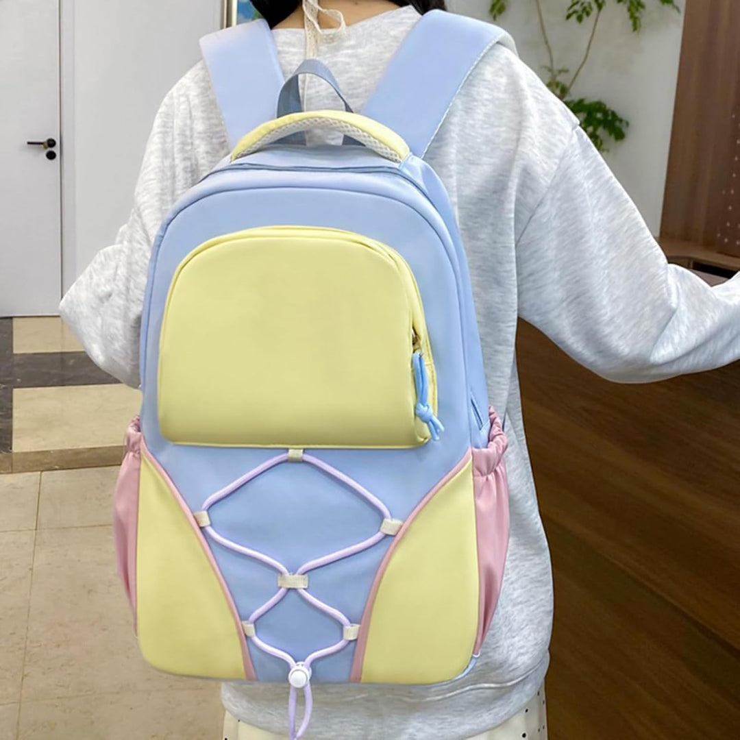 Ergonomic school bag set for students with spacious backpack, messenger bag, & pencil case