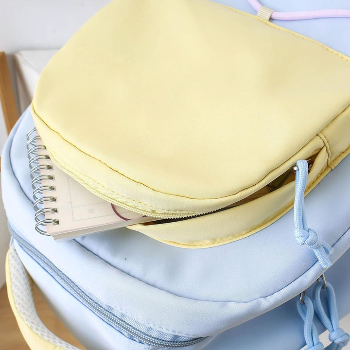 Close-up of the waterproof fabric on Nivora student backpack, showing durability