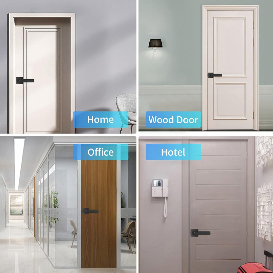 Nivora smart lock in a dimly lit hallway, enhancing home security aesthetics.