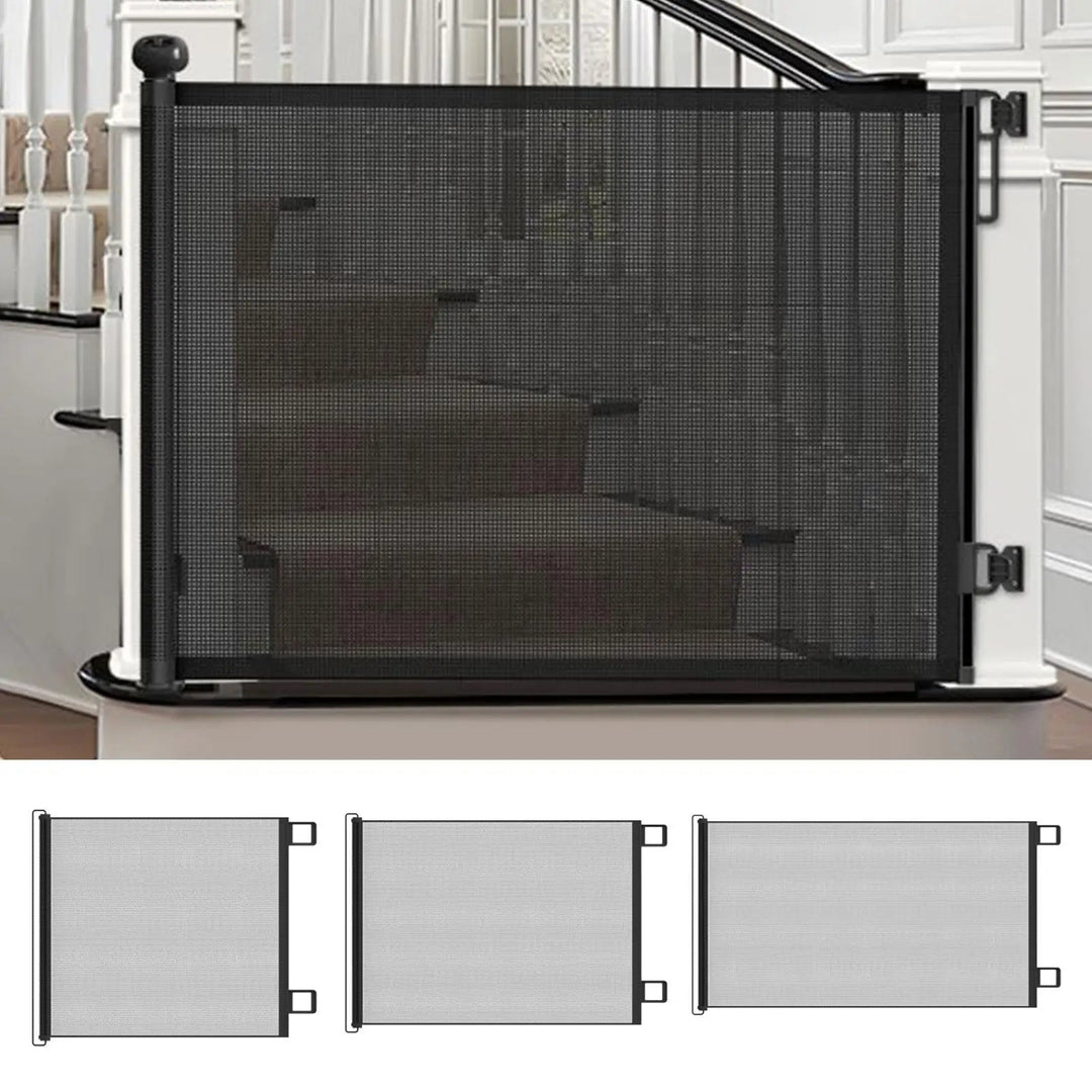 Space-saving Ret retractable Pet Gate, a no-drill safety solution for dogs & cats. Ideal for busy homes.