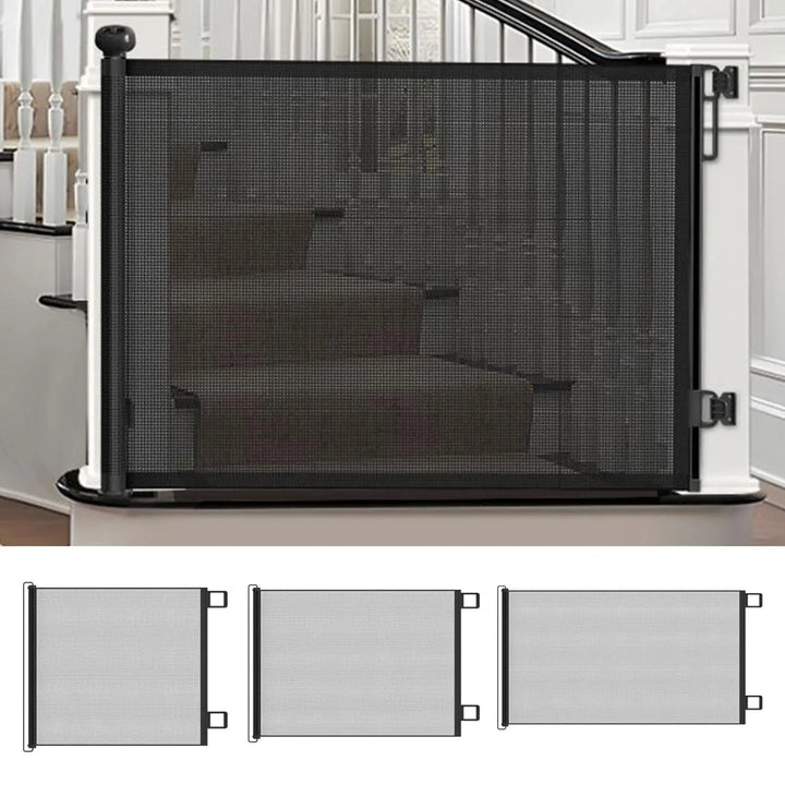 Space-saving Ret retractable Pet Gate, a no-drill safety solution for dogs & cats. Ideal for busy homes.