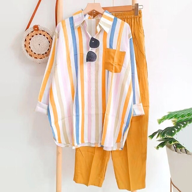 Noémie women's lightweight blouse and trousers set, casual summer outfit in relaxed fit
