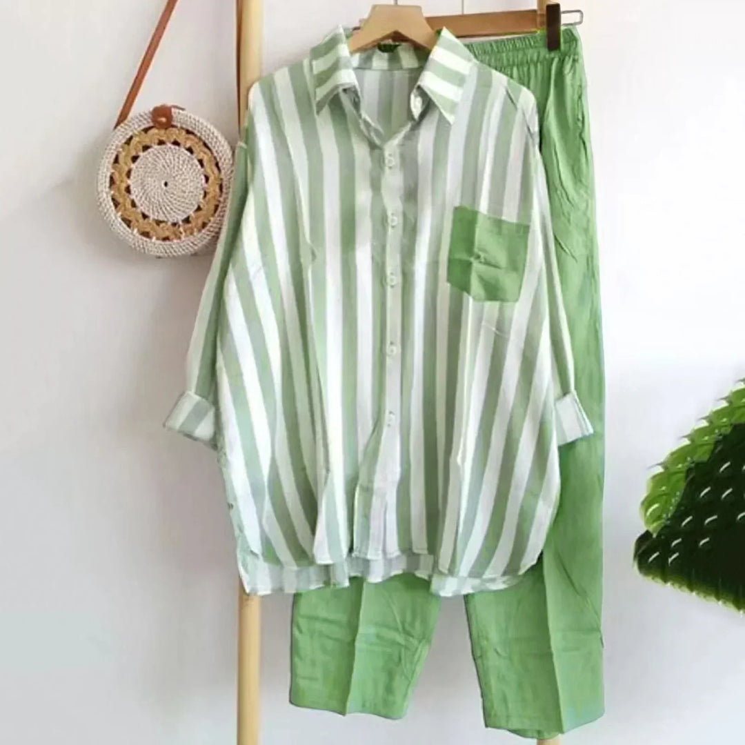 Casual women's two-piece set, Noémie blouse and trousers for comfortable loungewear