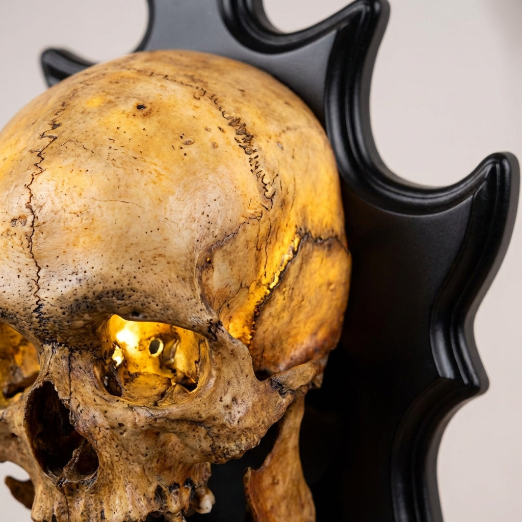 Mood lighting from Nocturiskull wall mounted skull accent lamp, unique gothic gift