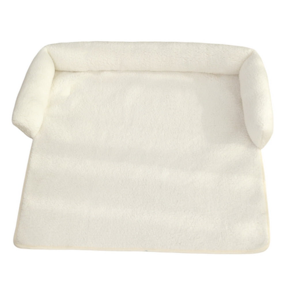 Cozy non-slip pet blanket with neck pillow. Provides comfort & support for small to medium dogs in their bed.