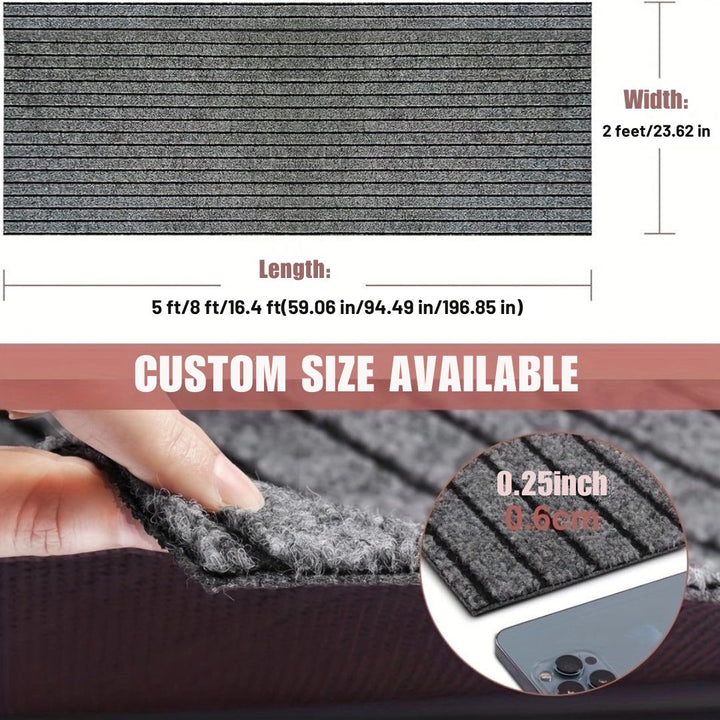 Versatile durable runner rug, non-slip, washable, ideal for indoor/outdoor hallways & kitchens.