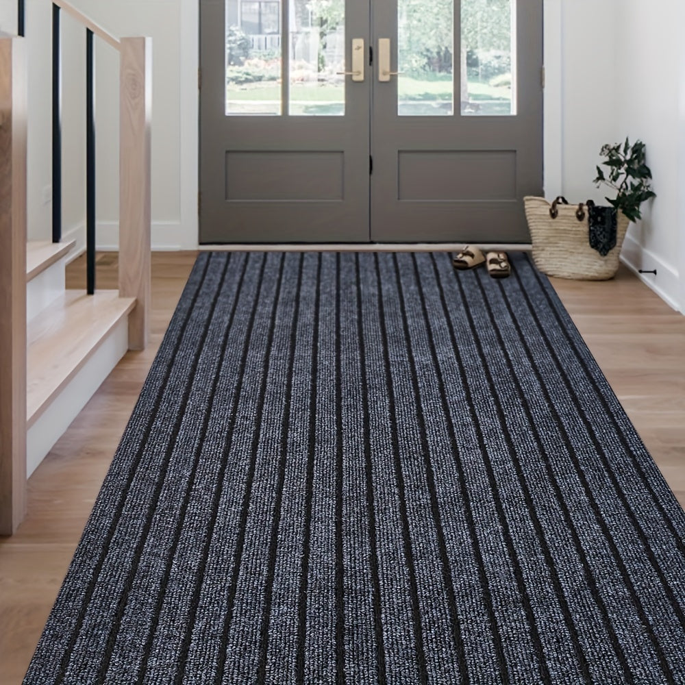 Modern non-slip kitchen mat, easy-clean washable polyester runner for busy homes.