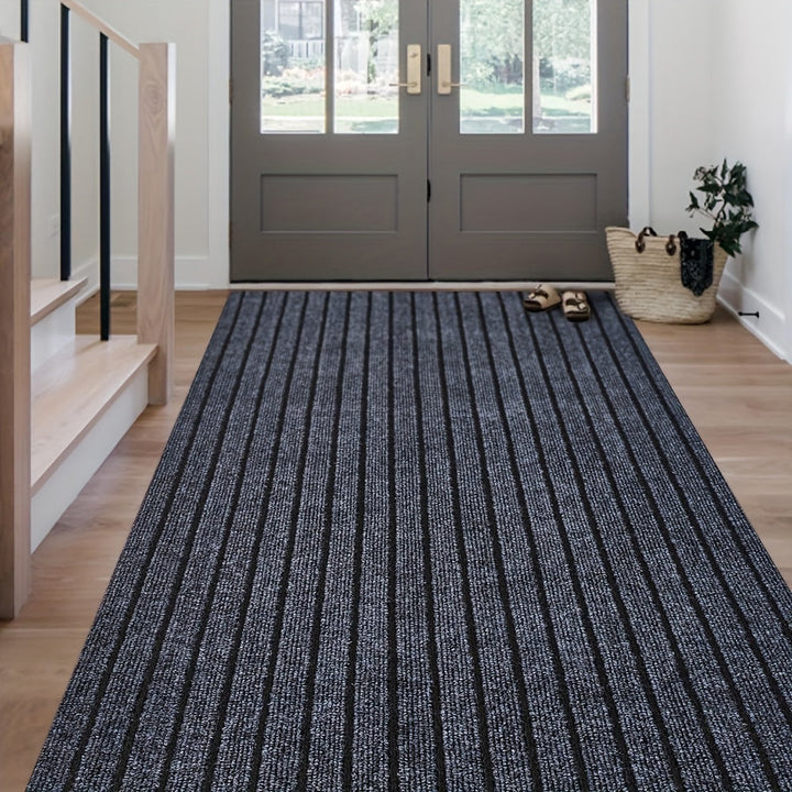 Modern non-slip kitchen mat, easy-clean washable polyester runner for busy homes.