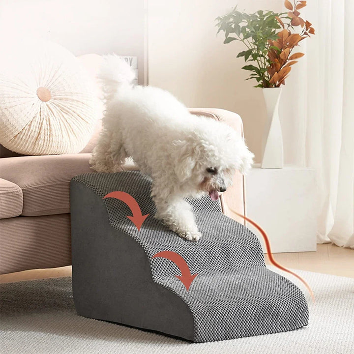 Non-slip pet steps for dogs & cats, portable stairway with washable cover.
