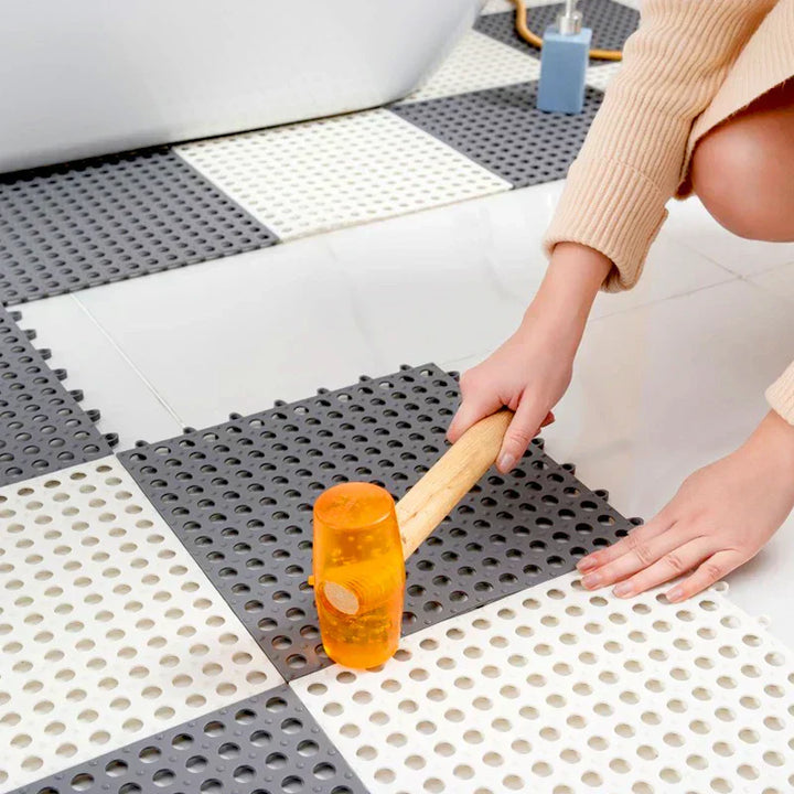 Bathroom safety non-slip shower & bath mat set. Quick-drying, waterproof floor protection for wet areas.