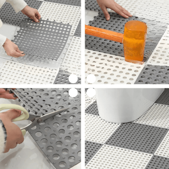 Hygienic quick-dry non-slip shower mat set for bathroom safety. Anti-mildew, waterproof floor protection.