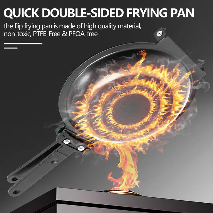 Versatile kitchen non-stick double pan, perfect for cooking various foods with simple, mess-free flipping.