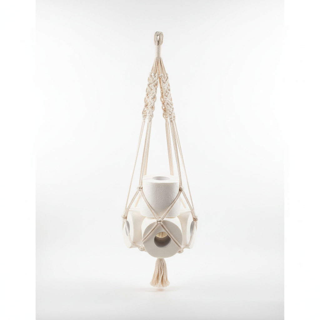 Home organization with Nordic Cotton Hanging Storage, minimalist and hand-knotted for a clean look.