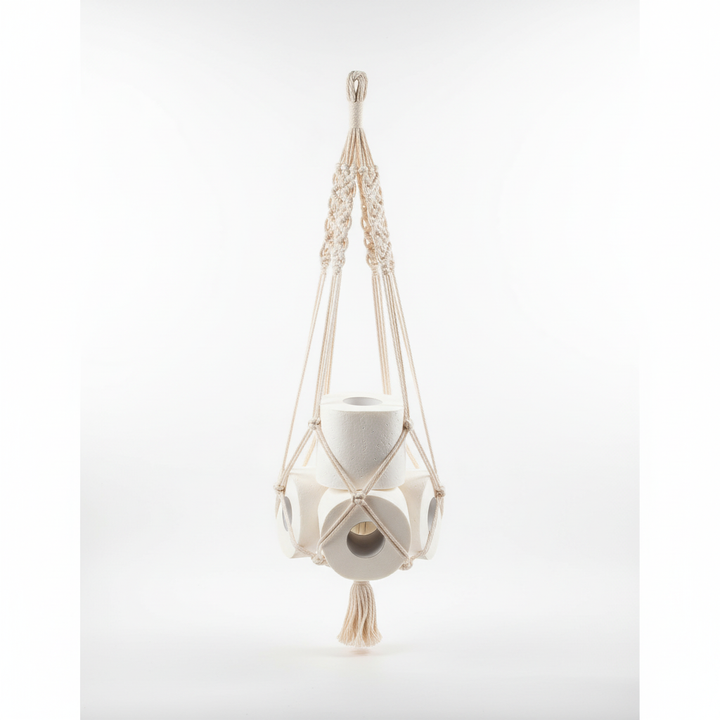 Home organization with Nordic Cotton Hanging Storage, minimalist and hand-knotted for a clean look.