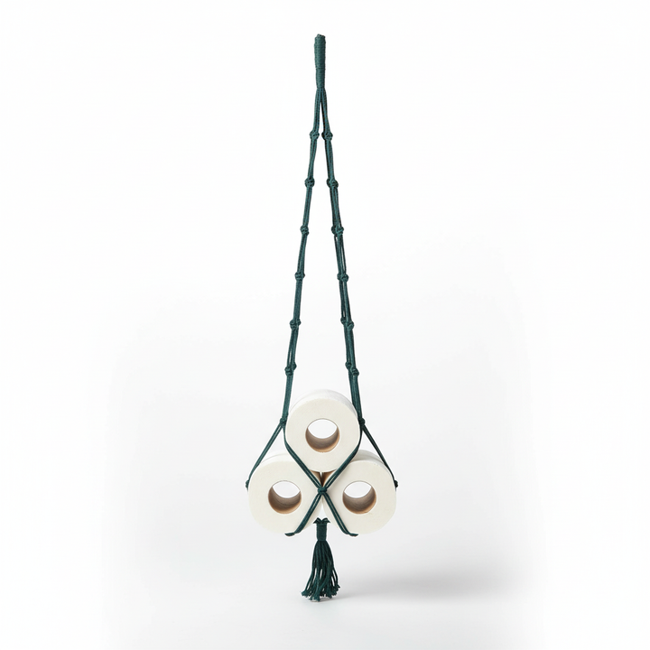 Space-saving Nordic Cotton rope holder, hand-knotted minimalist design for versatile home storage.