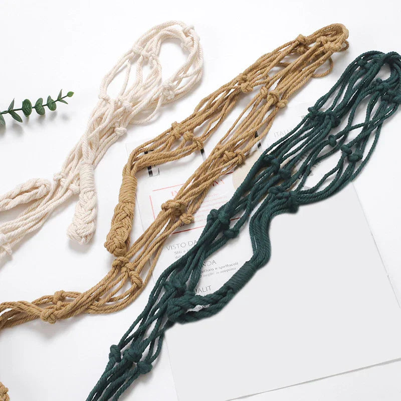 Nordic Cotton toilet paper holder, hand-knotted natural design, space-saving bathroom storage.