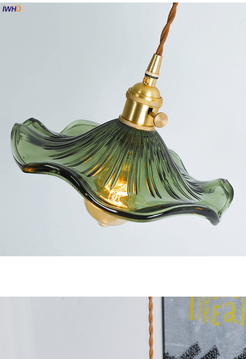 Nordic design LED lamp, colorful glass & copper, a statement piece for home