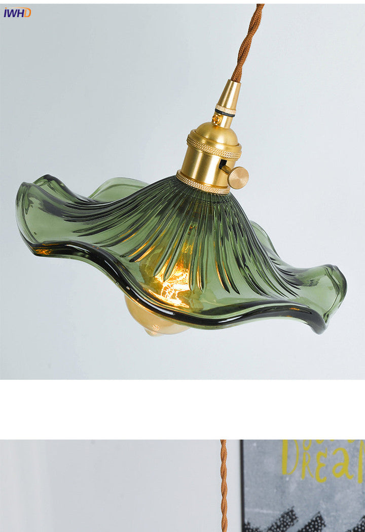 Nordic design LED lamp, colorful glass & copper, a statement piece for home