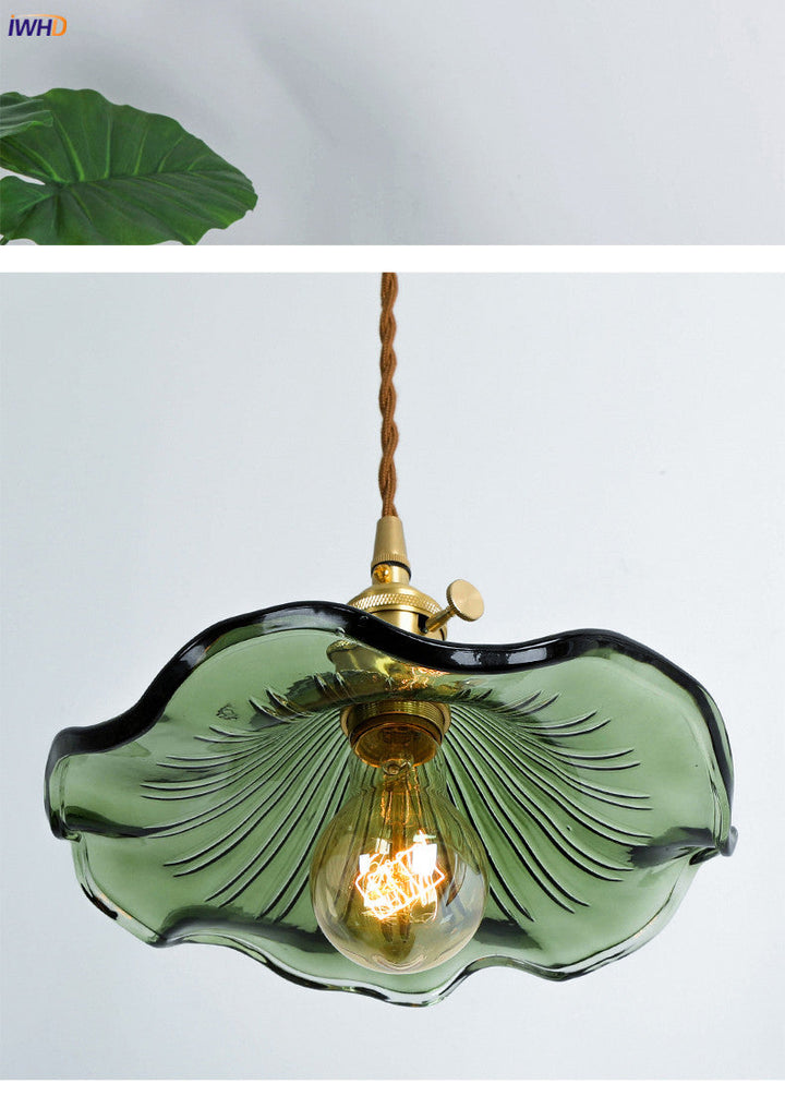 Hanglamp Nordic style, glass & copper finish, energy-efficient LED light