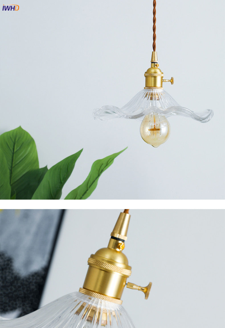 Nordic home decor: LED pendant light, artistic glass & brushed copper