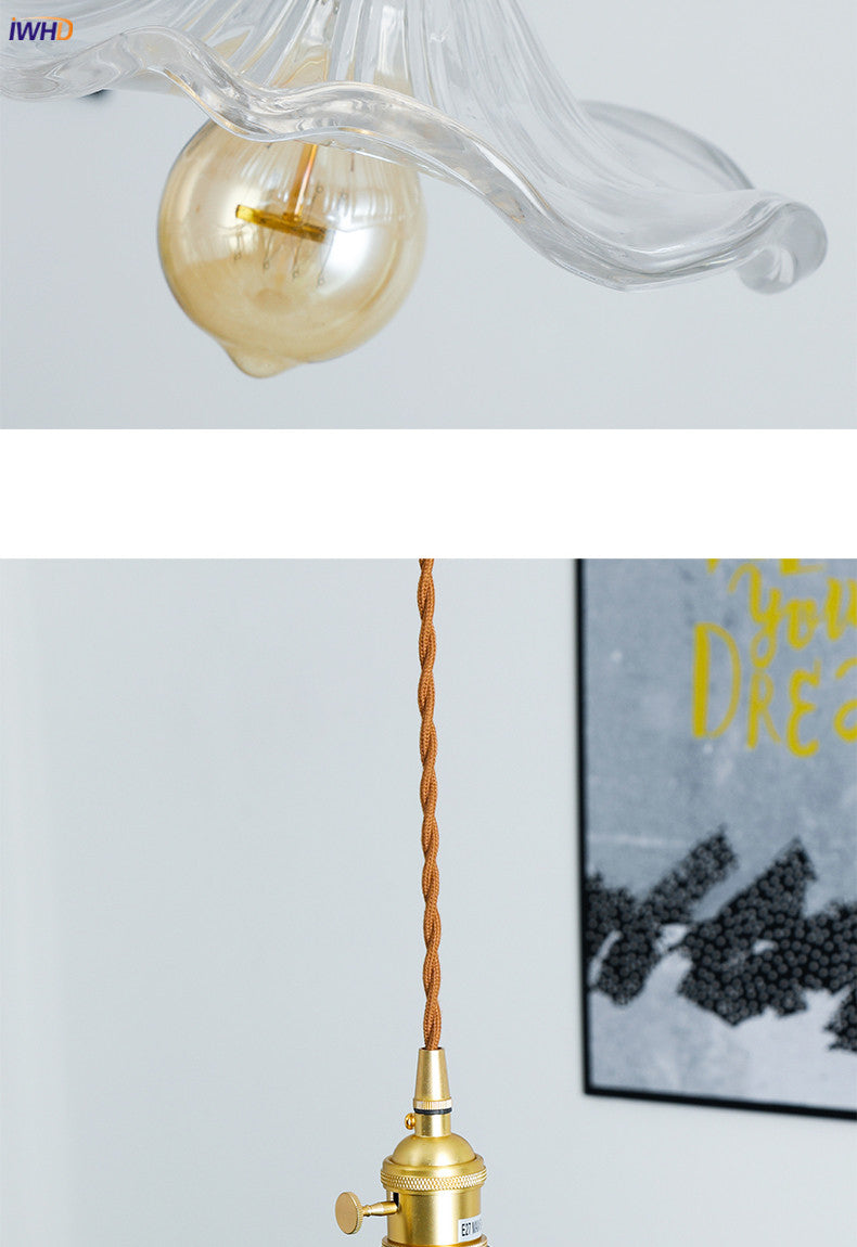 Elegant Nordic glass LED light, copper accents, perfect for dining areas