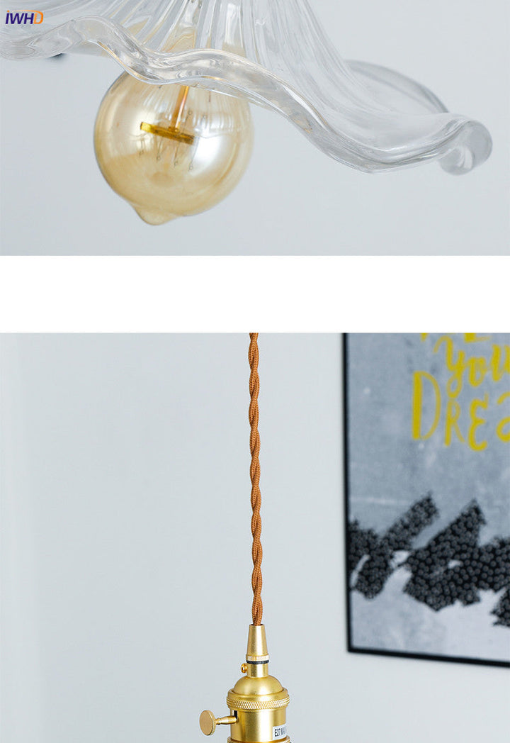 Elegant Nordic glass LED light, copper accents, perfect for dining areas