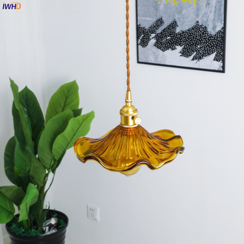 Nordic design LED hanglamp, colorful glass & copper adds charm to any interior