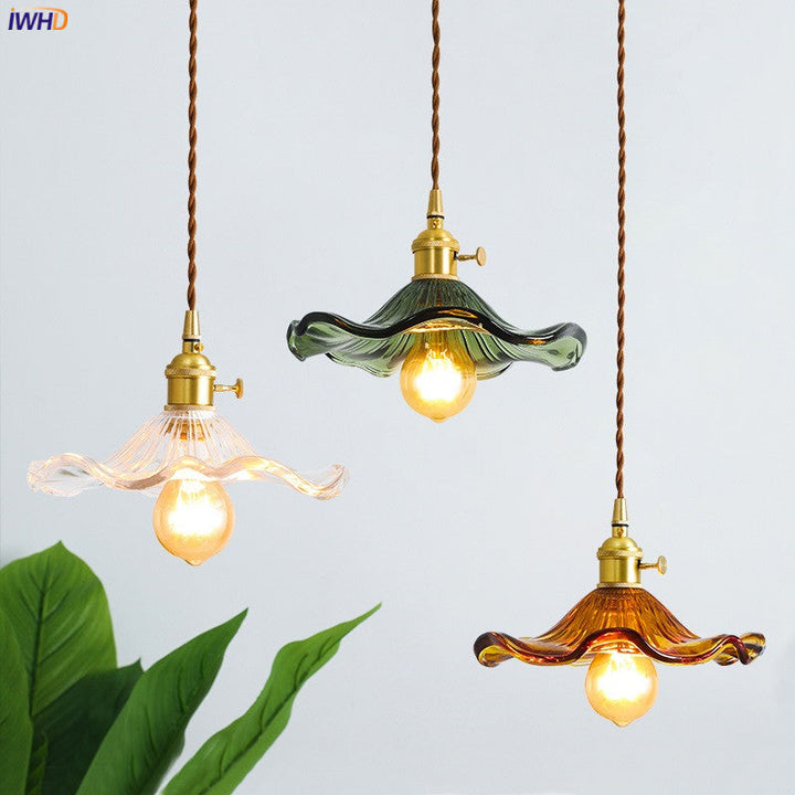 Living room Nordic LED pendant, glass & copper, modern home lighting solution