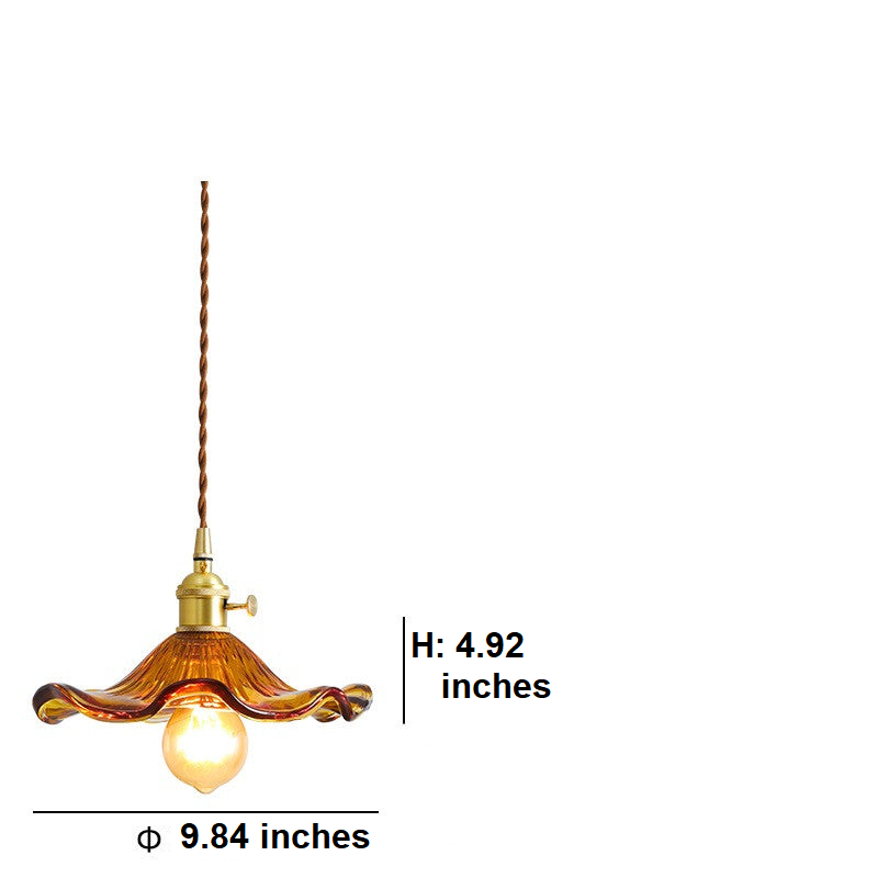 Unique Nordic LED pendant lamp, handcrafted glass & copper design accent