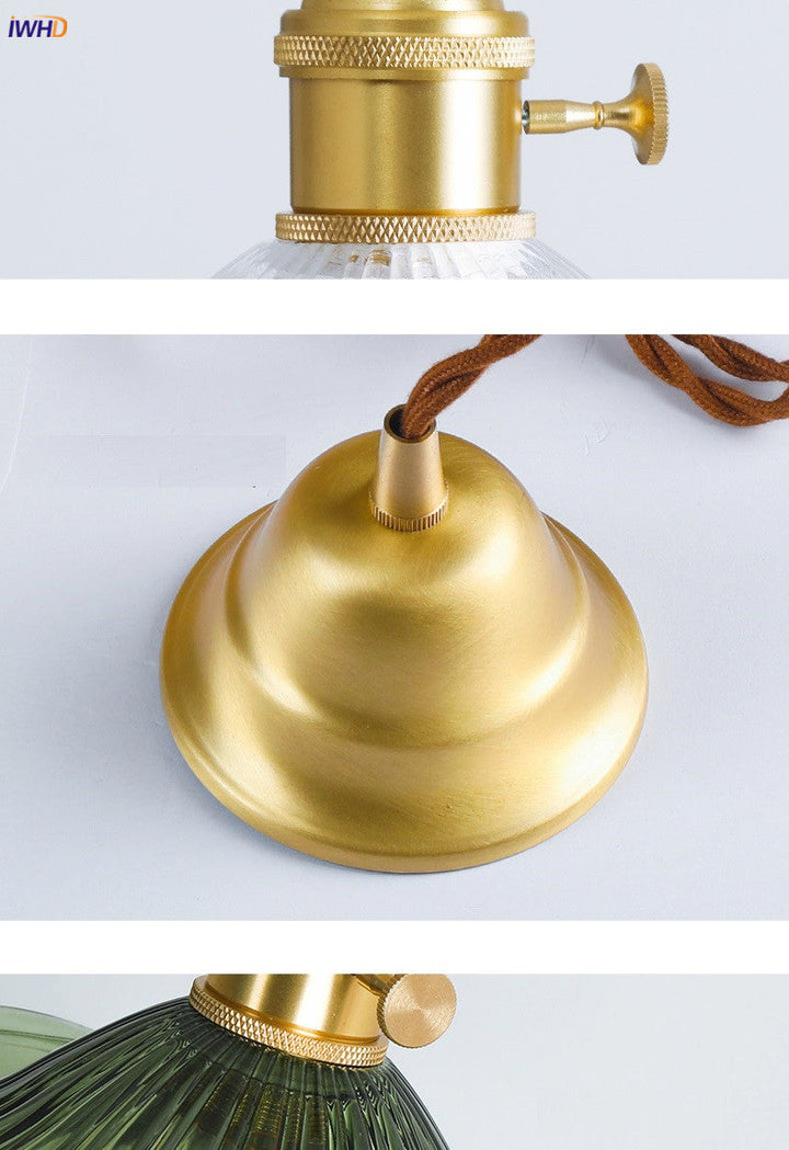 Modern Nordic design pendant light, vibrant glass with elegant copper finish