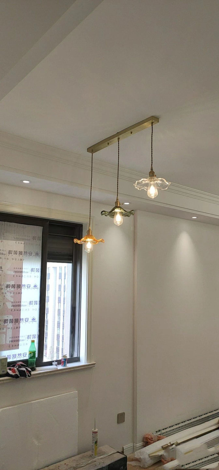 Nordic-inspired LED lighting, colorful glass & copper for a bohemian touch