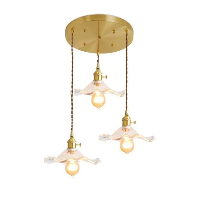 Colorful glass Nordic LED pendant, copper, enhances room vibrancy and lighting