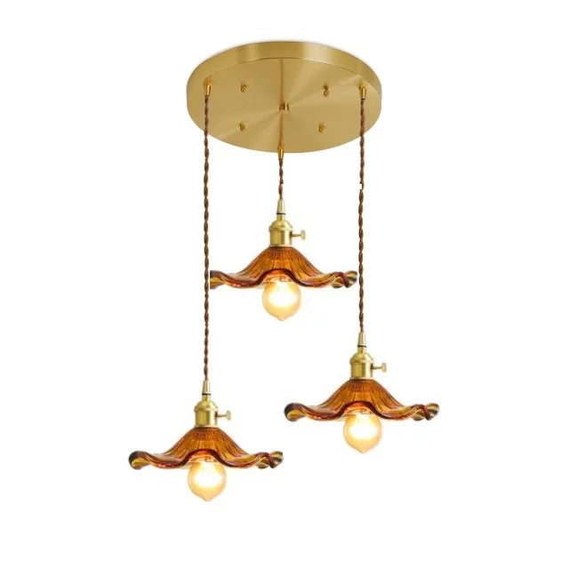 Nordic design bar pendant, LED, colorful glass & copper, durable and stylish