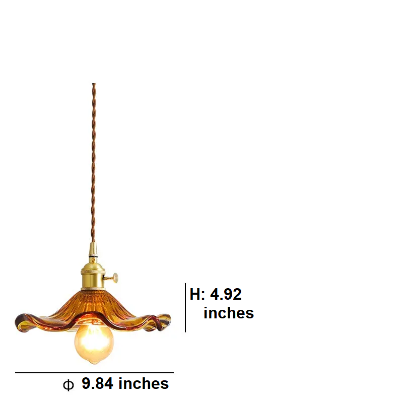Modern Nordic LED hanglamp, colorful glass with antique copper accents