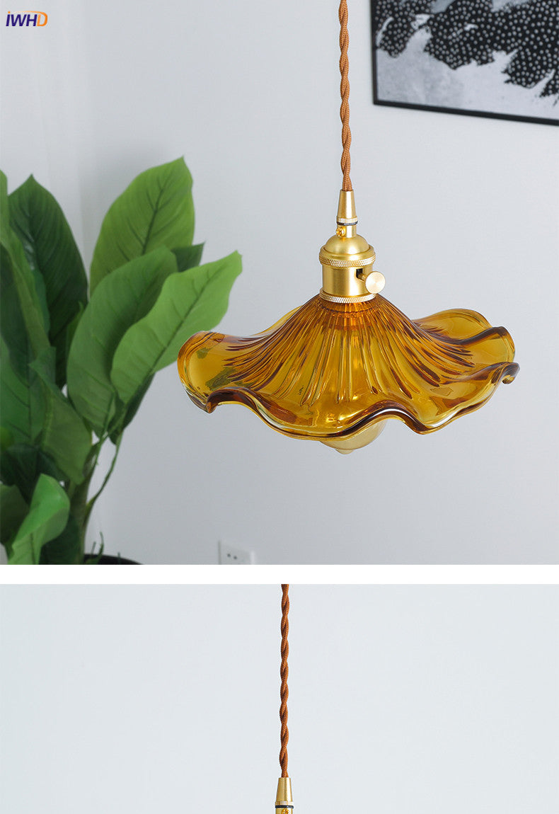 Modern Nordic copper & glass LED light fixture, excellent for bar decor