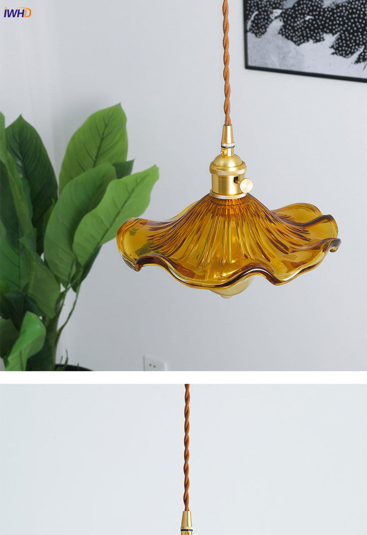 Modern Nordic copper & glass LED light fixture, excellent for bar decor