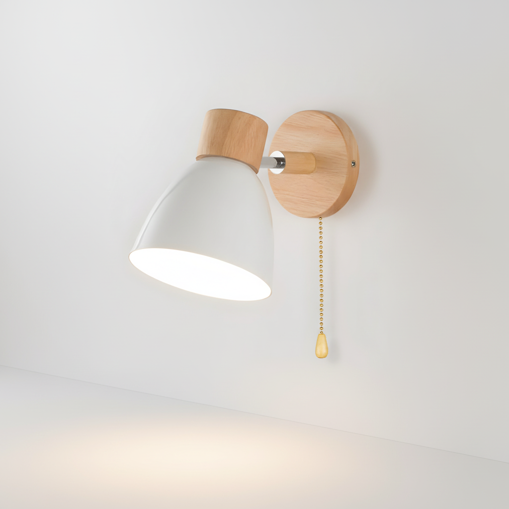 Elegant Nordic wood wall lamp, adjustable design for versatile bedroom and living room lighting