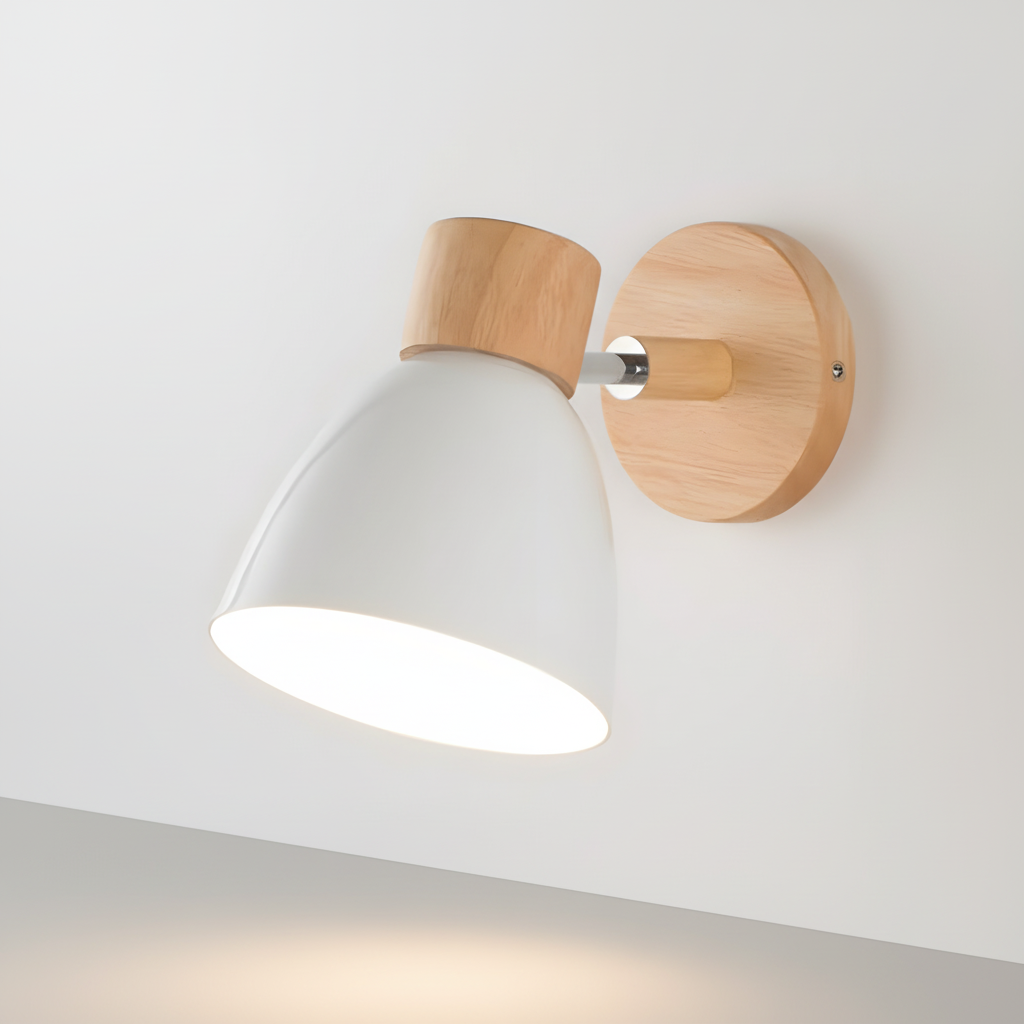 Minimalist wooden wall sconce, Nordic style adjustable lamp for contemporary interiors