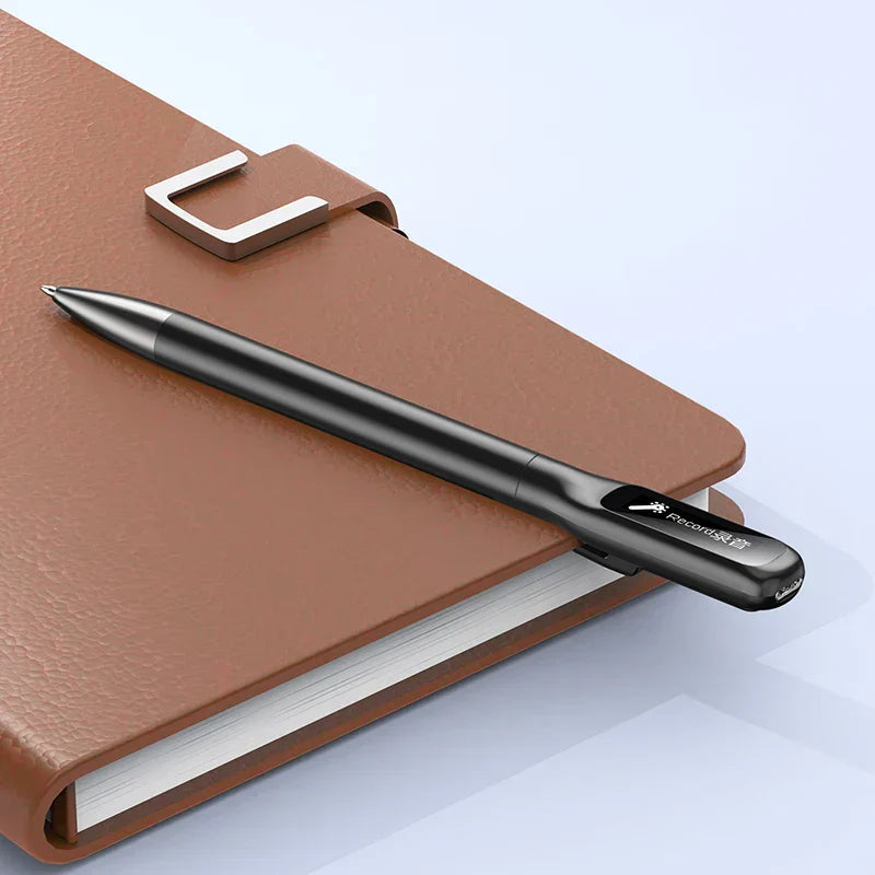 Sleek digital voice recorder pen, featuring an OLED display and MP3 player for on-the-go audio.