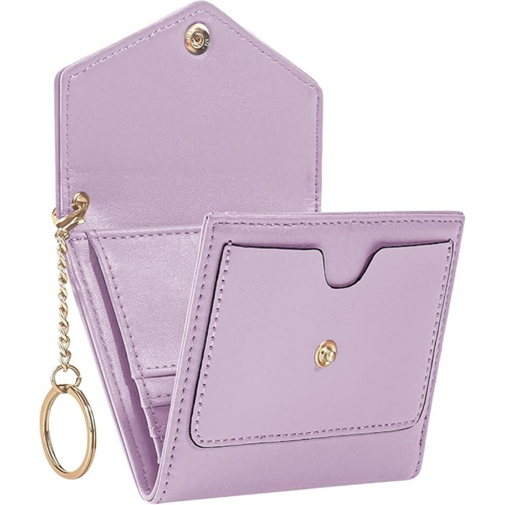 Stylish women's trifold wallet with RFID protection, perfect for cards and coins