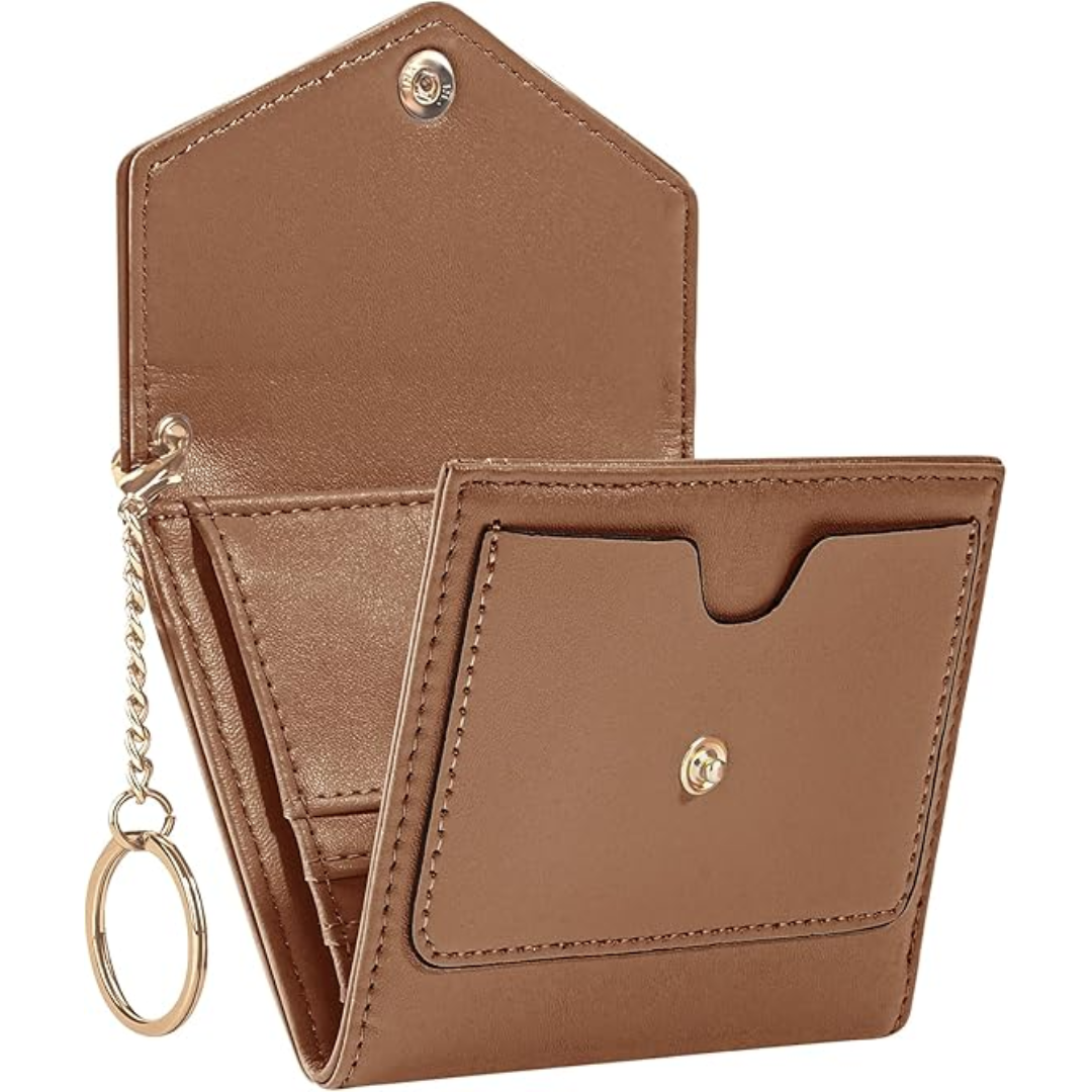 Small trifold women's wallet made of PU leather, RFID-protected and fashionable