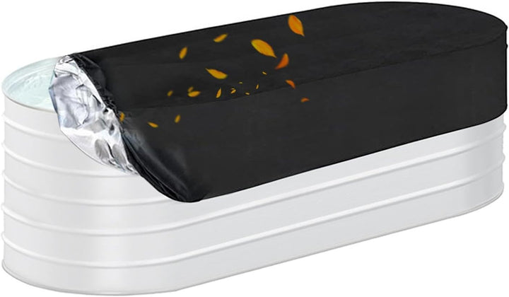 Novyra stock tank cover for cold plunge, emphasizing its protective and rip-proof features.