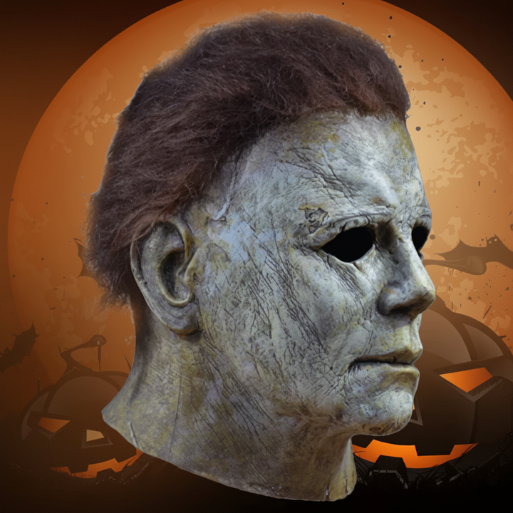 Realistic Michael Myers latex mask for Halloween horror costume. Perfect for scary movie character cosplay.