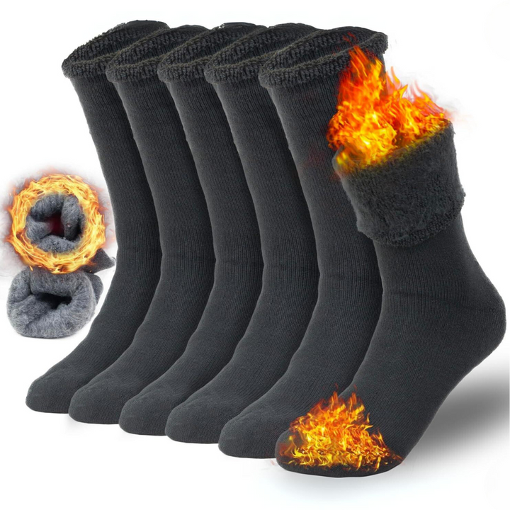 Close-up of Oliver men's thermal wool socks, showing texture, insulated and warm for winter