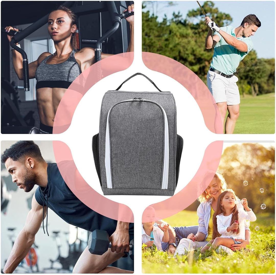Close-up of Olviano waterproof nylon golf shoe carry bag's breathable mesh side panel