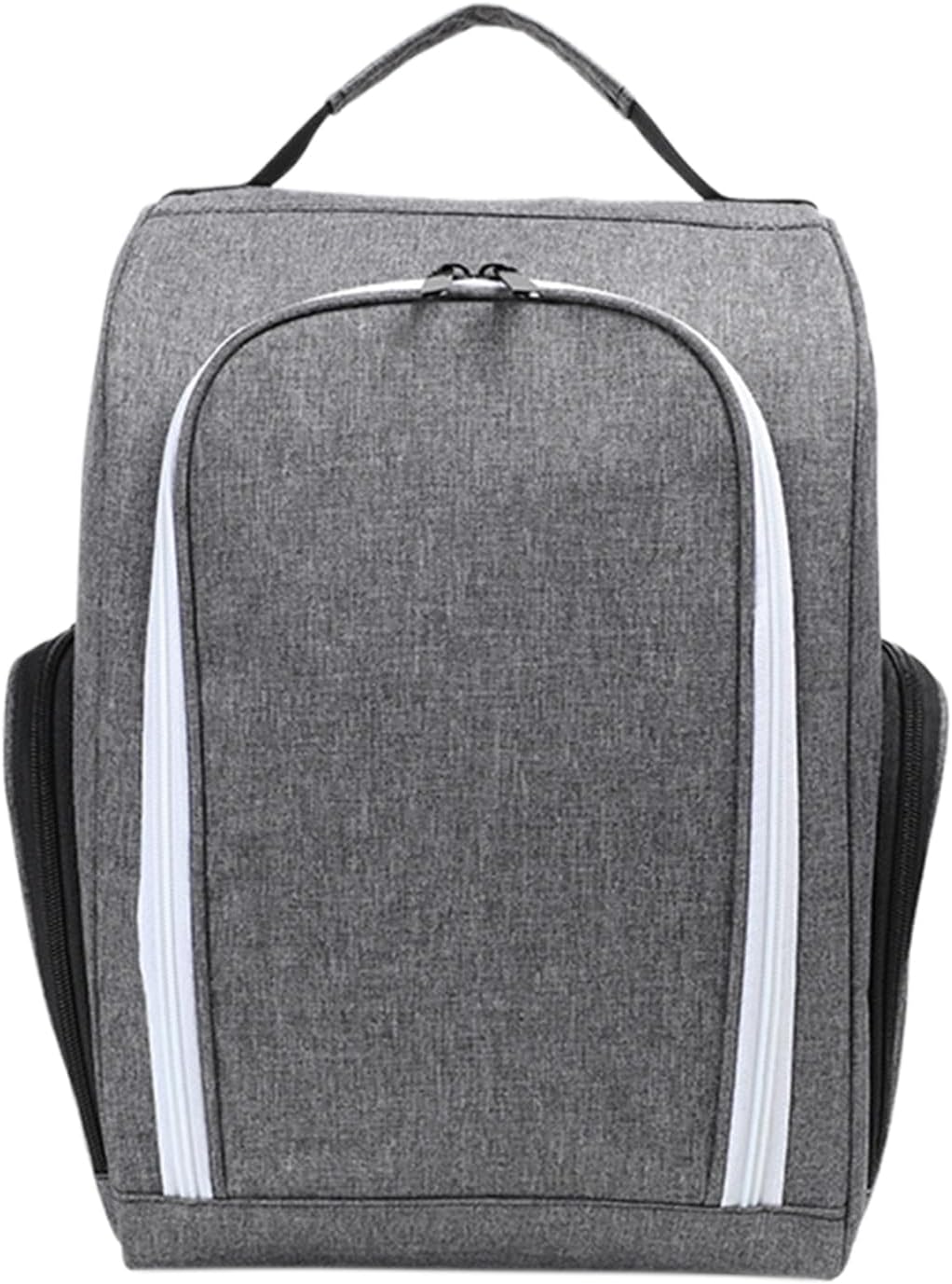 Perspective view of Olviano grey nylon waterproof golf shoe carry bag with handle