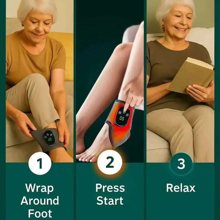 Unisex electric ankle & hand massager with targeted heat therapy and soothing vibration for nerve support.